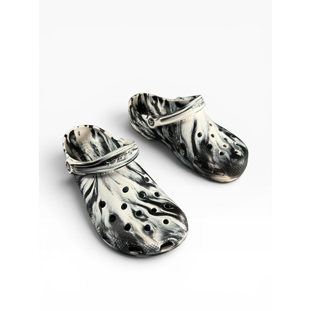 Crocs Classic Marbled Black White Clogs Mens US 11 Womens 9